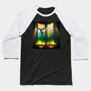 Green Stained Glass Tree Baseball T-Shirt